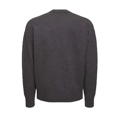 Ami Paris Large Heart Knit Sweater in Heather Grey