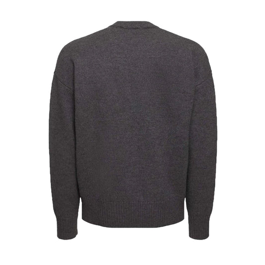 Ami Paris Large Heart Knit Sweater in Heather Grey