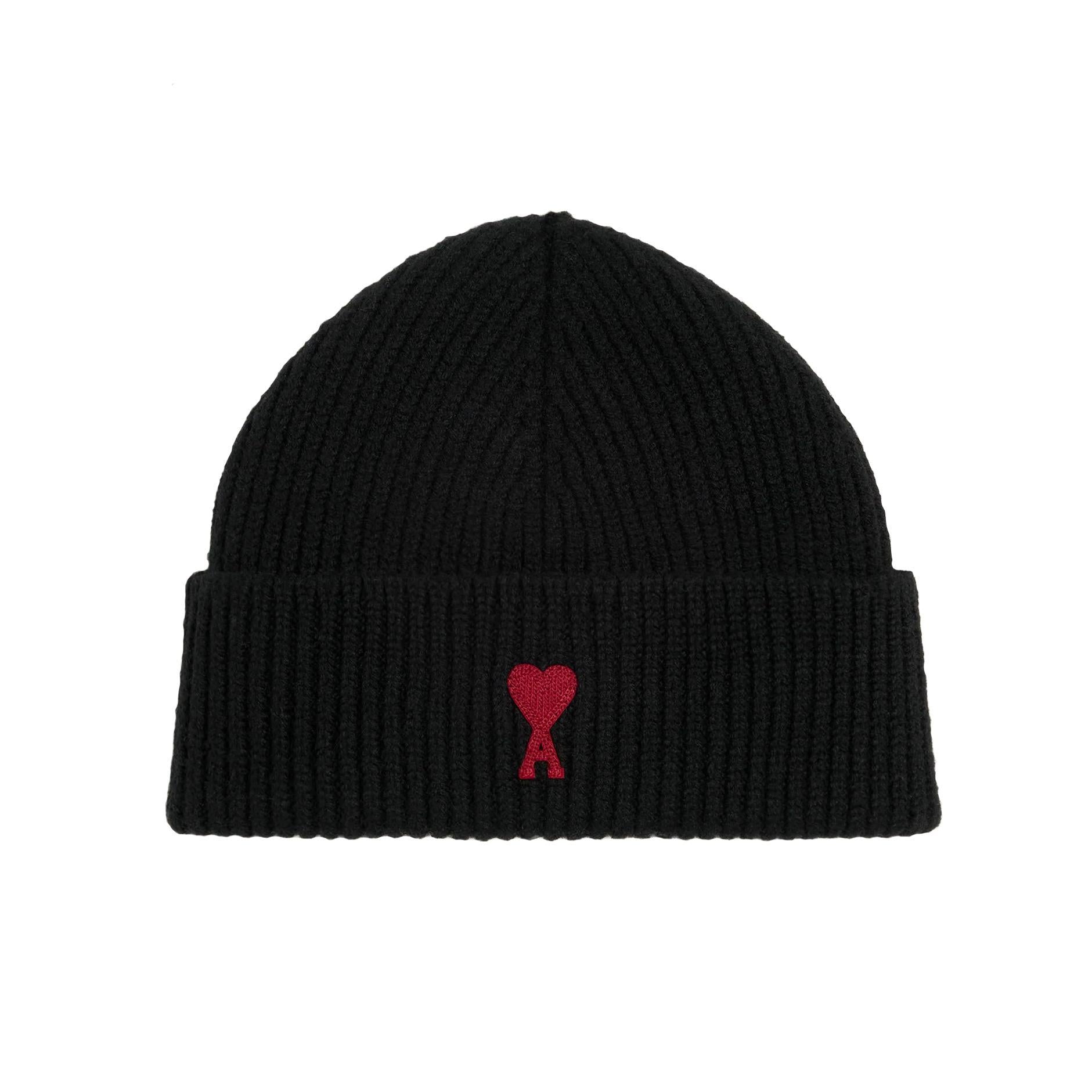 Ami Paris Logo Beanie Hat in Black