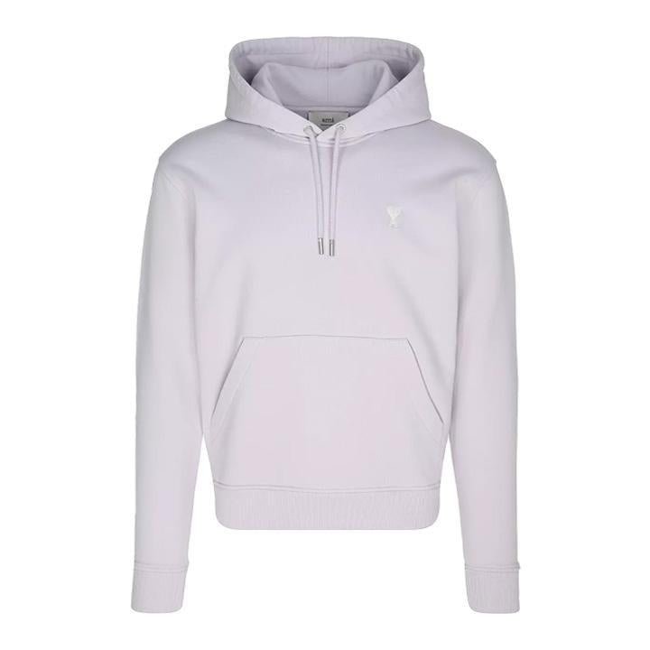 Ami Paris Loopback Cotton Hoodie in Lilac / White HeartHoodies & Zip - UpsAmi ParisDPUS Designer Outlet3666598533534XSAmi Paris Loopback Cotton Hoodie in Lilac / White Heart