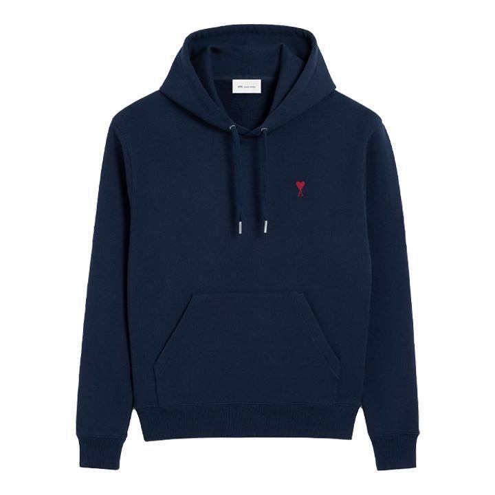 Ami Paris Loopback Cotton Hoodie in Night BlueHoodies & Zip - UpsAmi ParisDPUS Designer Outlet3666598459926XSAmi Paris Loopback Cotton Hoodie in Night Blue