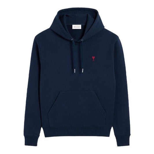 Ami Paris Loopback Cotton Hoodie in Night BlueHoodies & Zip - UpsAmi ParisDPUS Designer Outlet3666598459926XSAmi Paris Loopback Cotton Hoodie in Night Blue