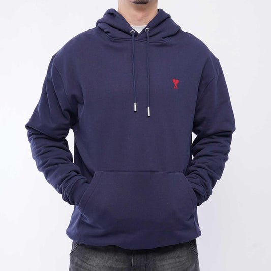 [Ami Paris] Loopback Cotton Hoodie in Night BlueHoodies & Zip - UpsAmi ParisDPUS Designer Outlet3666598459926XS[Ami Paris] Loopback Cotton Hoodie in Night Blue