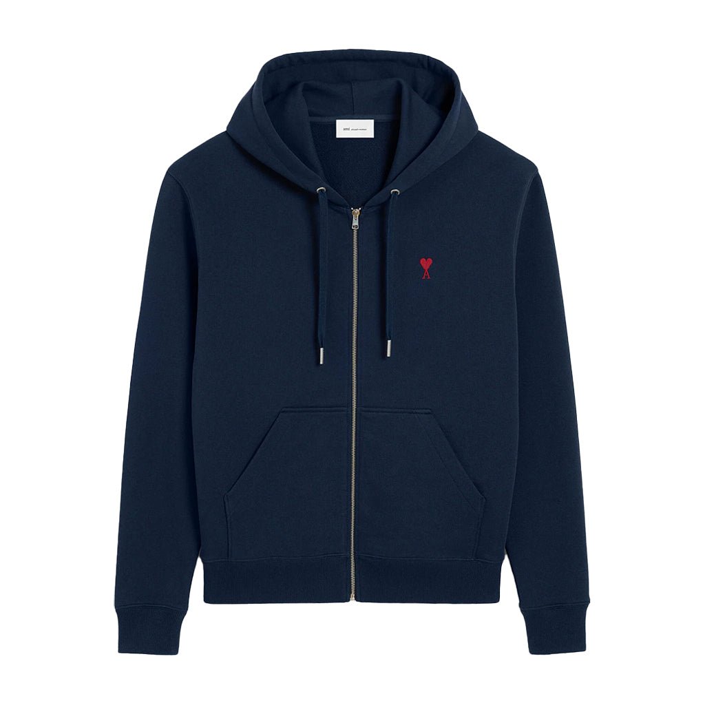 [Ami Paris] Loopback Cotton Zipped Hooded SweatshirtHoodies & Zip - UpsAmi ParisDPUS Designer Outlet3666598460199Night BlueXS[Ami Paris] Loopback Cotton Zipped Hooded Sweatshirt