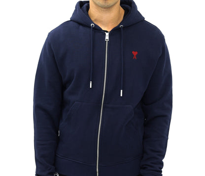 [Ami Paris] Loopback Cotton Zipped Hooded SweatshirtHoodies & Zip-UpsAmi ParisDPUS Designer Outlet3666598460199Night BlueXS[Ami Paris] Loopback Cotton Zipped Hooded Sweatshirt