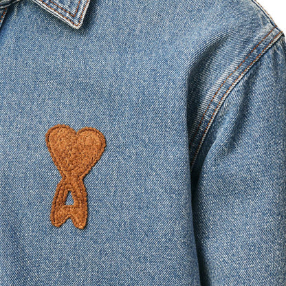 [Ami Paris] Overshirt With Knitted Ami De CoeurOvershirtAmi ParisDPUS Designer Outlet3666598729098Used Indigo Light DenimXS[Ami Paris] Overshirt With Knitted Ami De Coeur