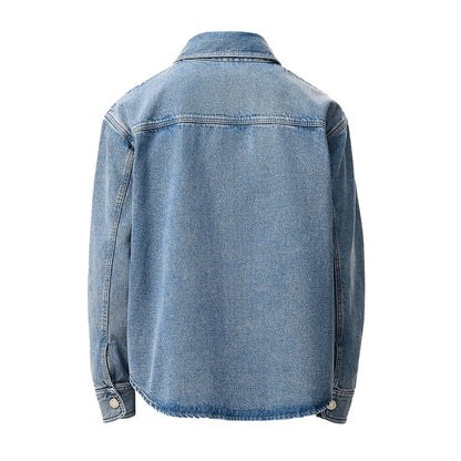 [Ami Paris] Overshirt With Knitted Ami De CoeurOvershirtAmi ParisDPUS Designer Outlet3666598729098Used Indigo Light DenimXS[Ami Paris] Overshirt With Knitted Ami De Coeur