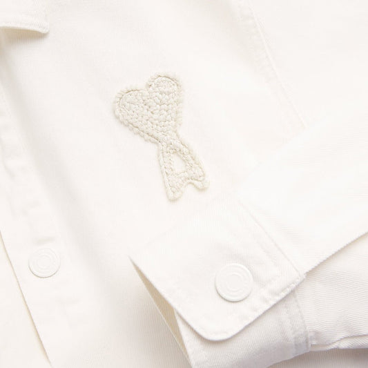 [Ami Paris] Overshirt With Knitted Ami De CoeurOvershirtAmi ParisDPUS Designer Outlet3666598729272Creamy WhiteXS[Ami Paris] Overshirt With Knitted Ami De Coeur