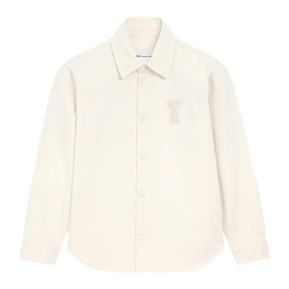 [Ami Paris] Overshirt With Knitted Ami De CoeurOvershirtAmi ParisDPUS Designer Outlet3666598729272Creamy WhiteXS[Ami Paris] Overshirt With Knitted Ami De Coeur