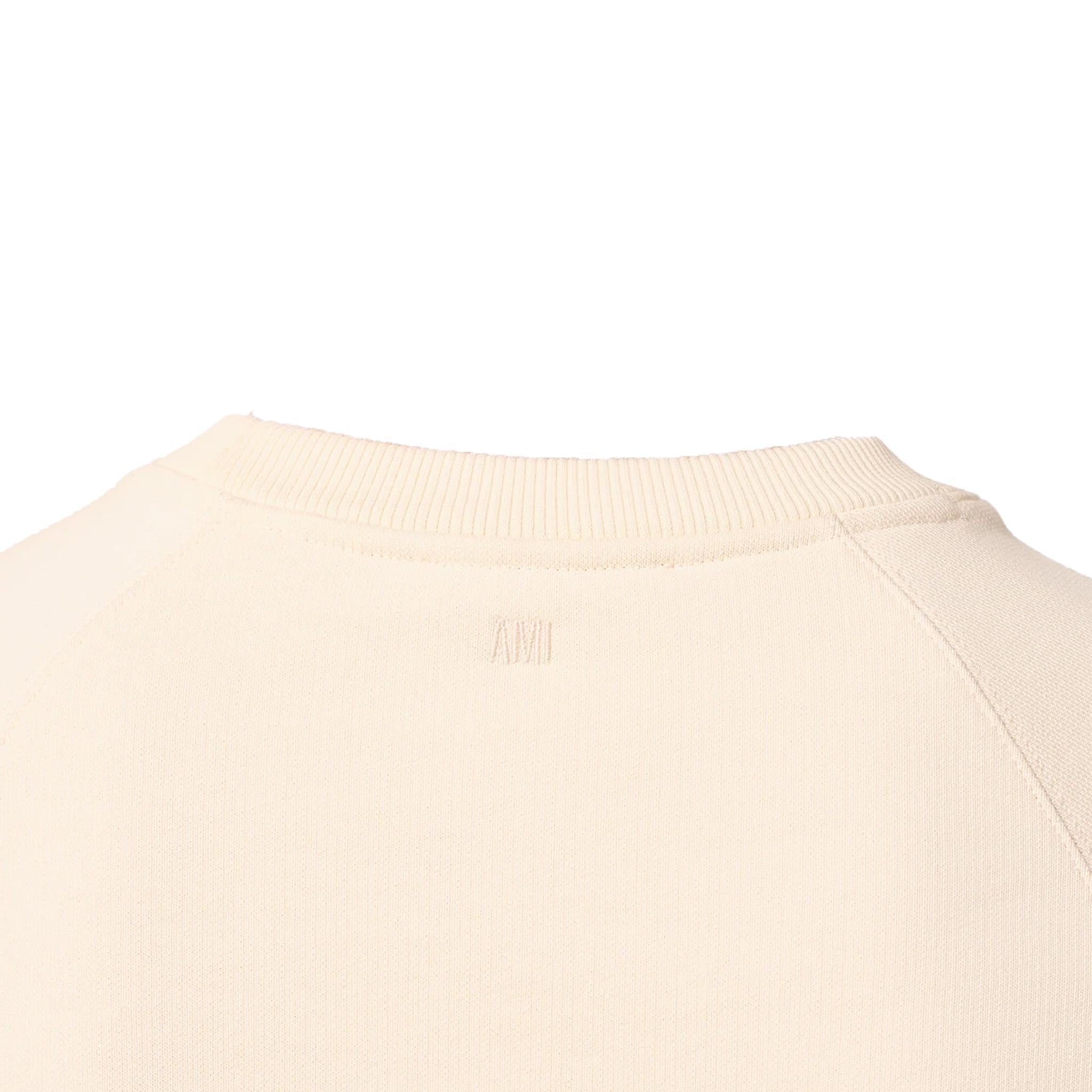 Ami Paris Patch Heart Sweatshirt in White Cream