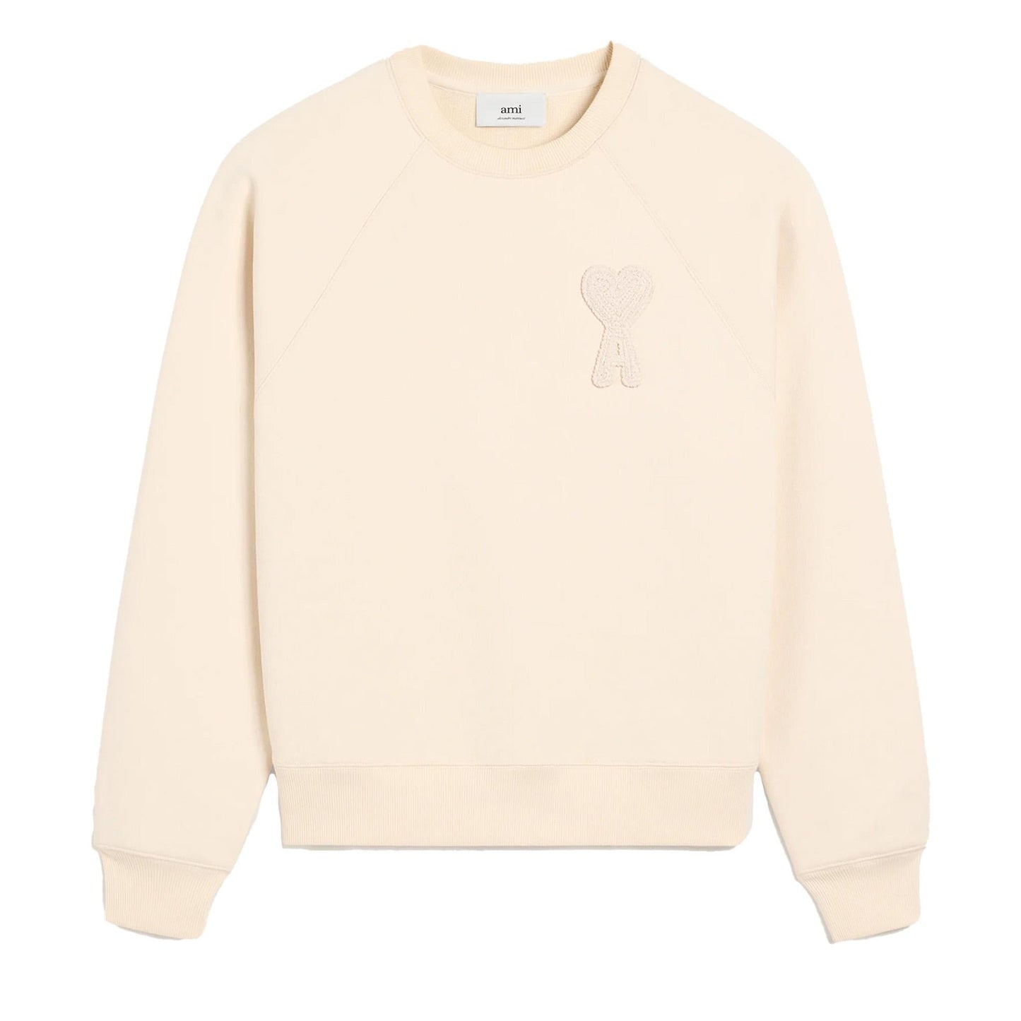 Ami Paris Patch Heart Sweatshirt in White Cream
