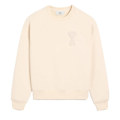 Ami Paris Patch Heart Sweatshirt in White Cream