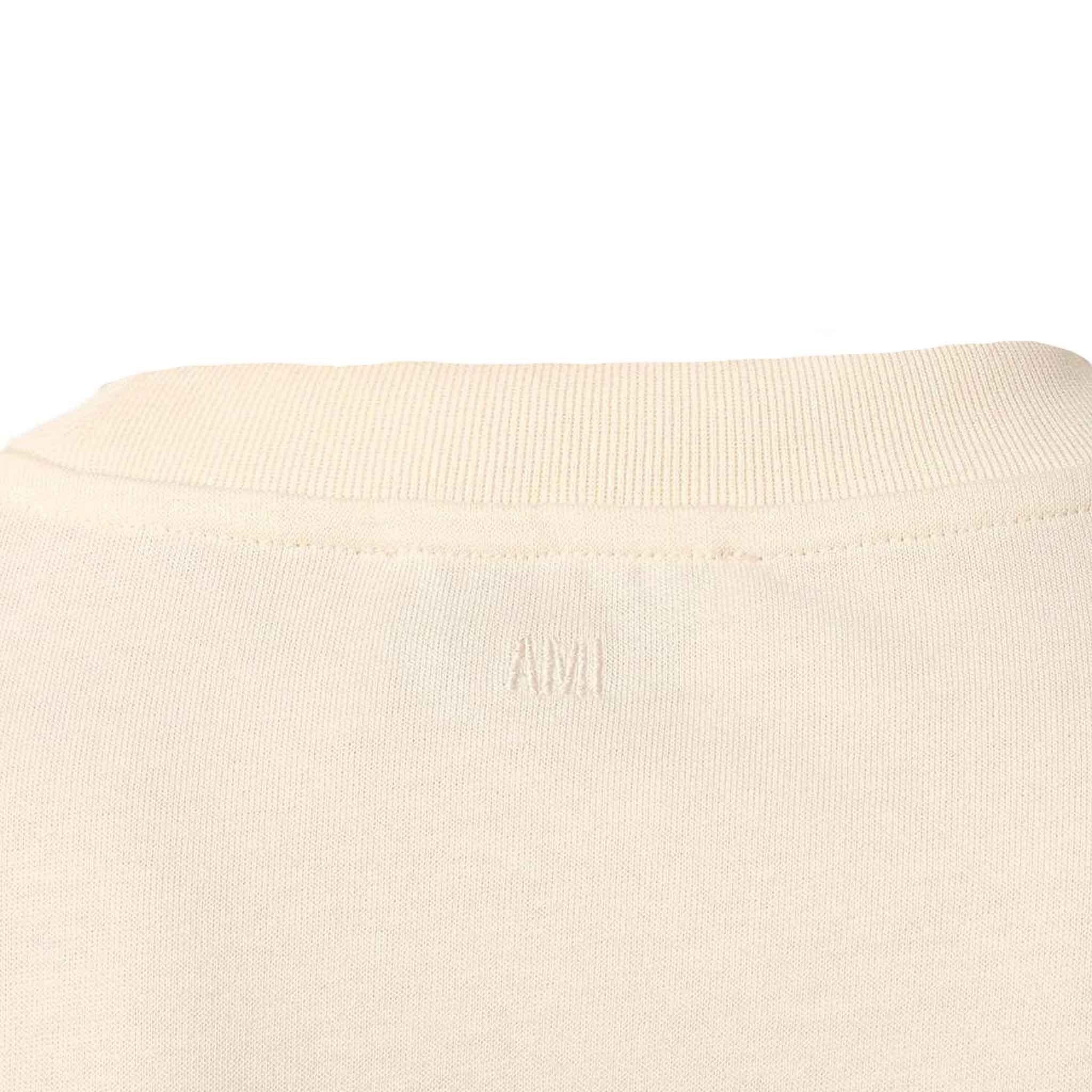 Ami Paris Patch Heart T-Shirt in Beige