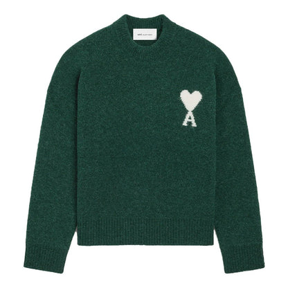 [Ami Paris] Quota Large Ami De Coeur Alpaca Crewneck KnitSweatshirtsAmi ParisDPUS Designer OutletUKS836.KN0135-A279-XSBottle Green/EcruXS[Ami Paris] Quota Large Ami De Coeur Alpaca Crewneck Knit