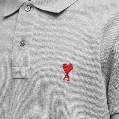 [Ami Paris] Red Ami De Coeur Polo ShirtT-ShirtAmi ParisDPUS Designer OutletGrey MelangeXS[Ami Paris] Red Ami De Coeur Polo Shirt