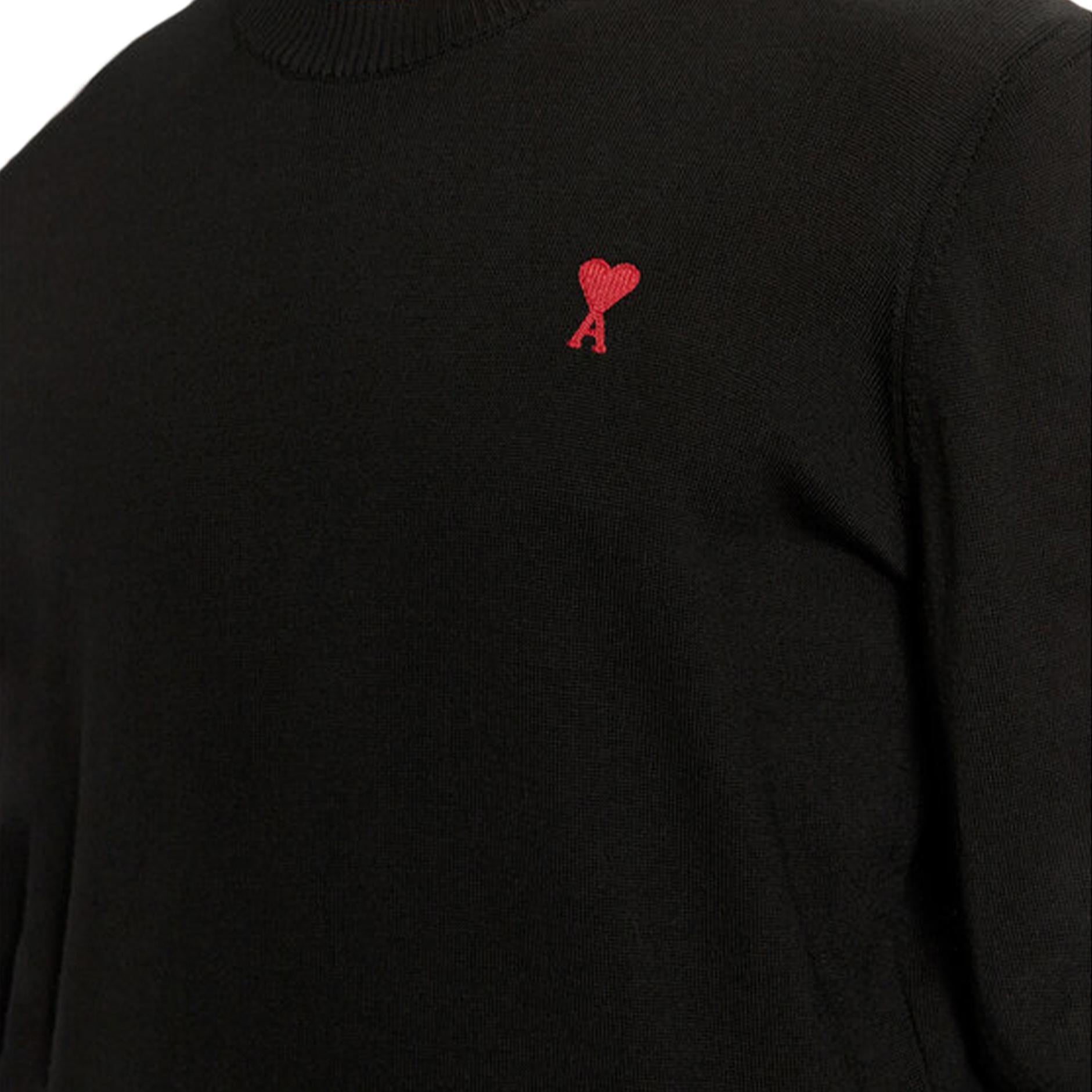 Ami Paris Small Heart Knit Sweater in Black