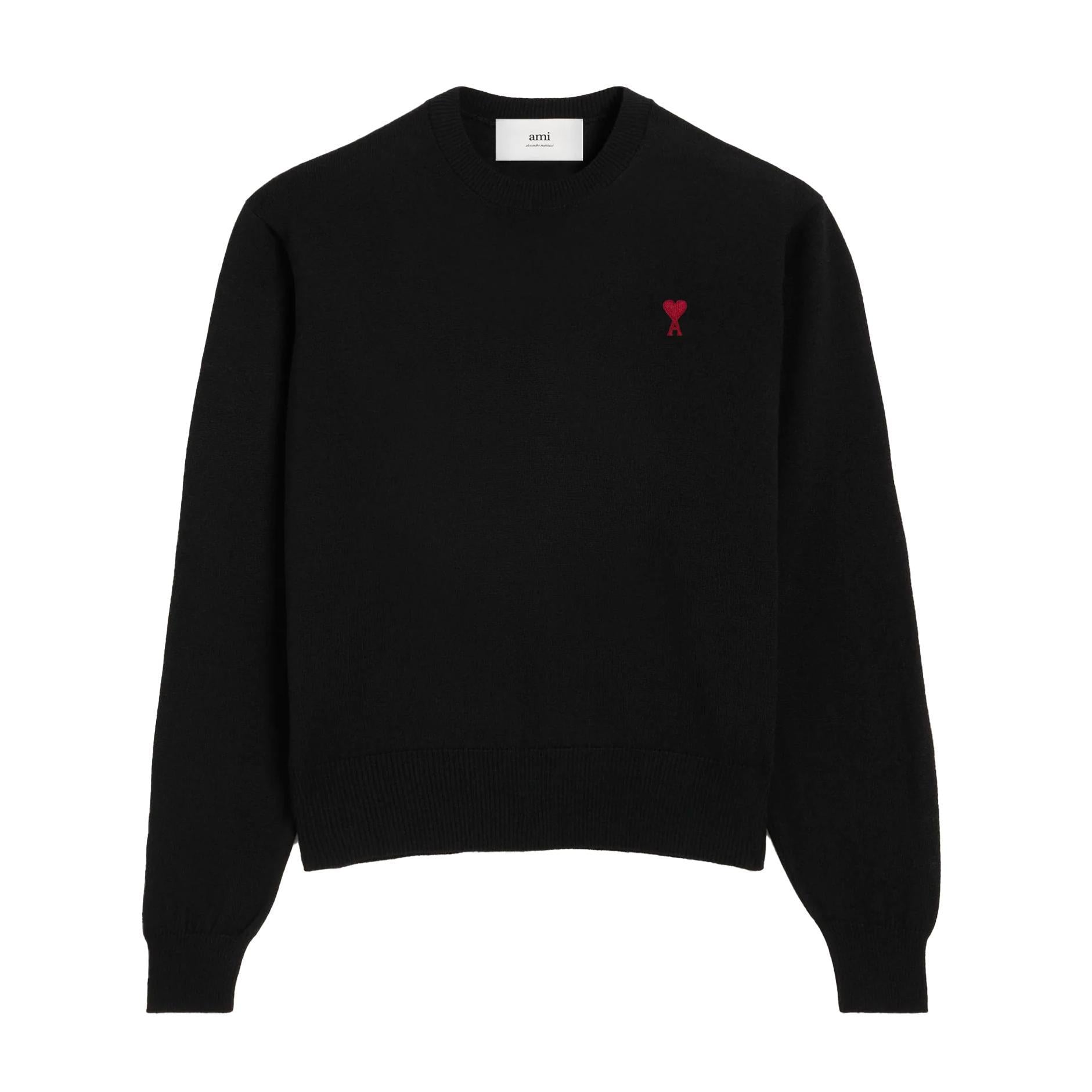 Ami Paris Small Heart Knit Sweater in Black