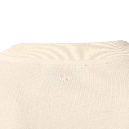 Ami Paris Tonal Patch Heart T-Shirt in White/Cream