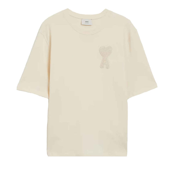 AMI PARIS ivory T shirt heart ほぼ未使用 ami-paris-tonal-patch-heart-t-