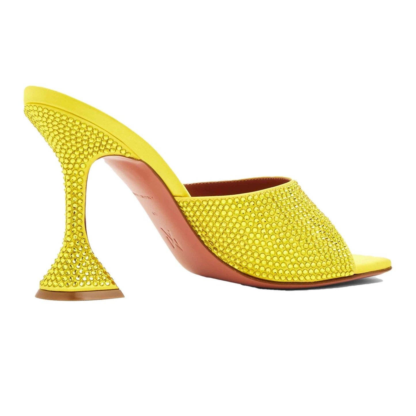 Amina Muaddi Lupiter Crystal Slipper in Satin Yellow