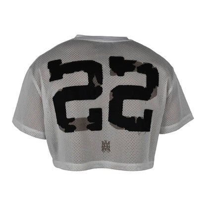 [Amiri] 22 Mesh Cropped T-ShirtT-ShirtAmiriDPUS Designer Outlet191846459890WhiteL[Amiri] 22 Mesh Cropped T-Shirt