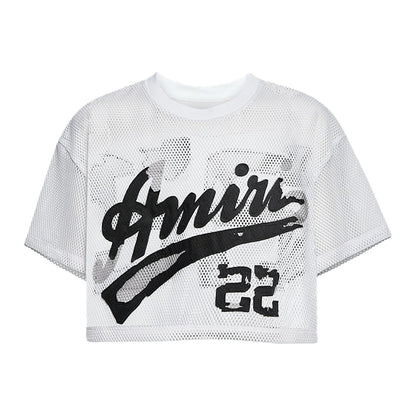 [Amiri] 22 Mesh Cropped T-ShirtT-ShirtAmiriDPUS Designer Outlet191846459890WhiteL[Amiri] 22 Mesh Cropped T-Shirt
