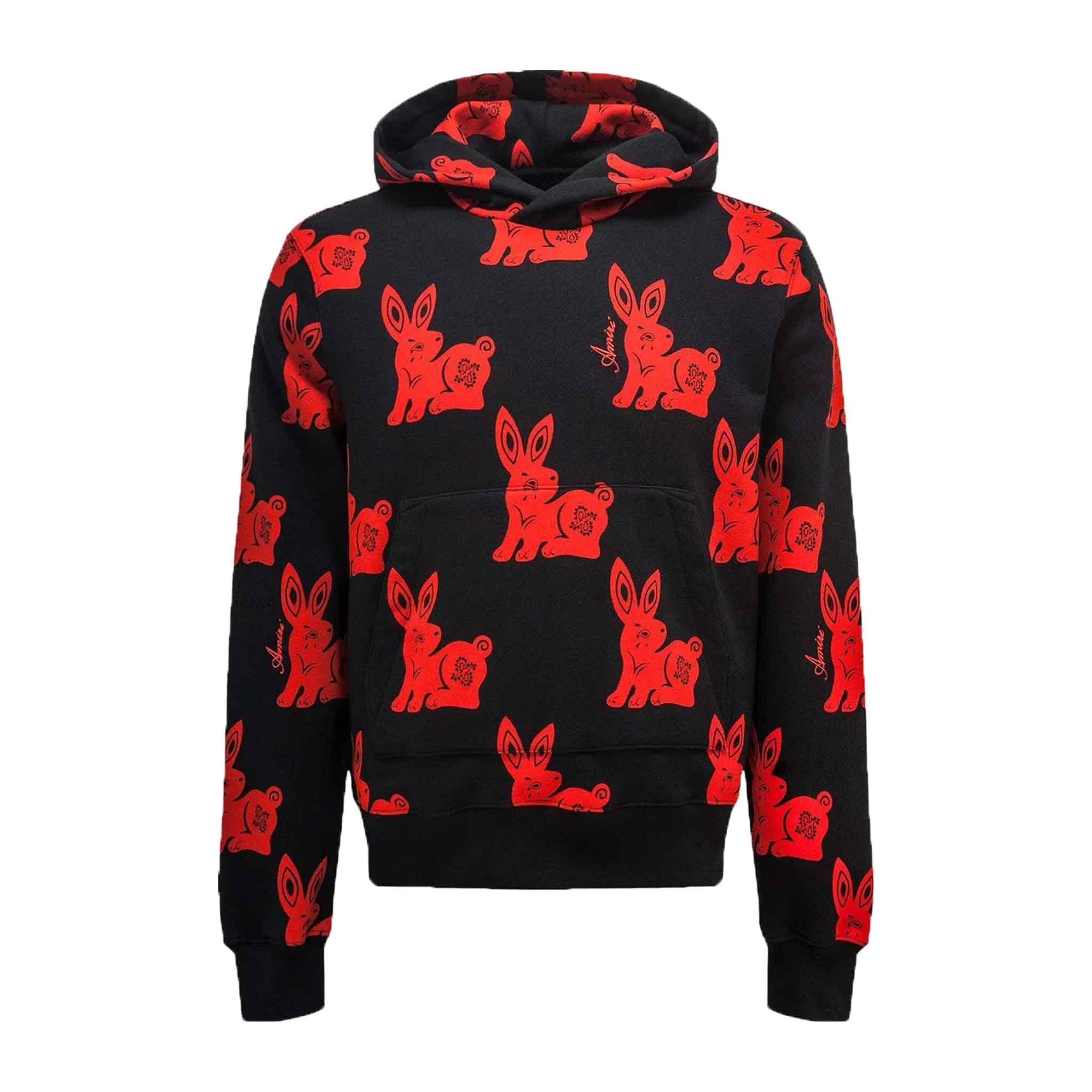 Amiri CNY Rabbit Allover Hoodie in BlackHoodiesAmiriDPUSXSAmiri CNY Rabbit Allover Hoodie in Black