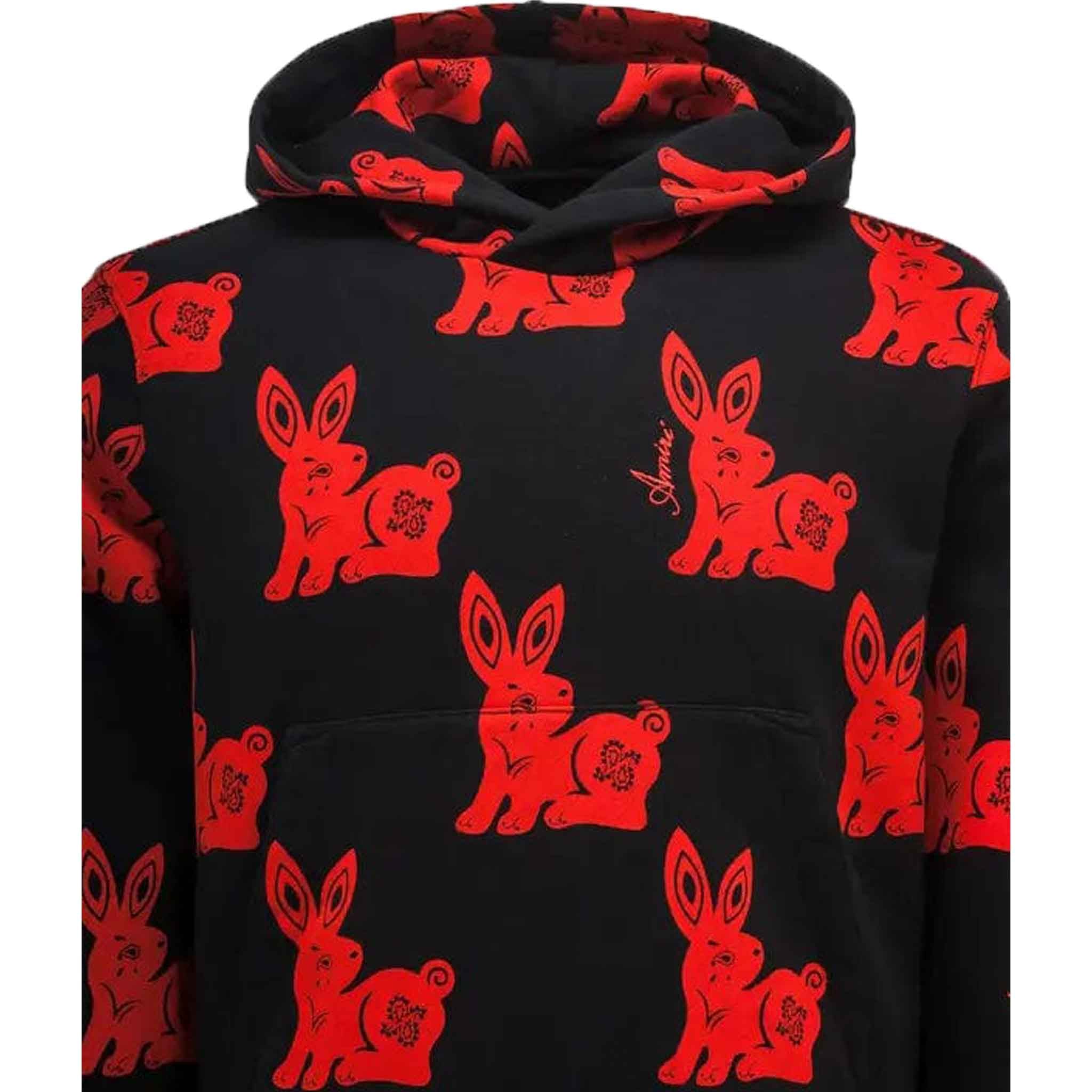 Amiri CNY Rabbit Allover Hoodie in BlackHoodiesAmiriDPUSXSAmiri CNY Rabbit Allover Hoodie in Black