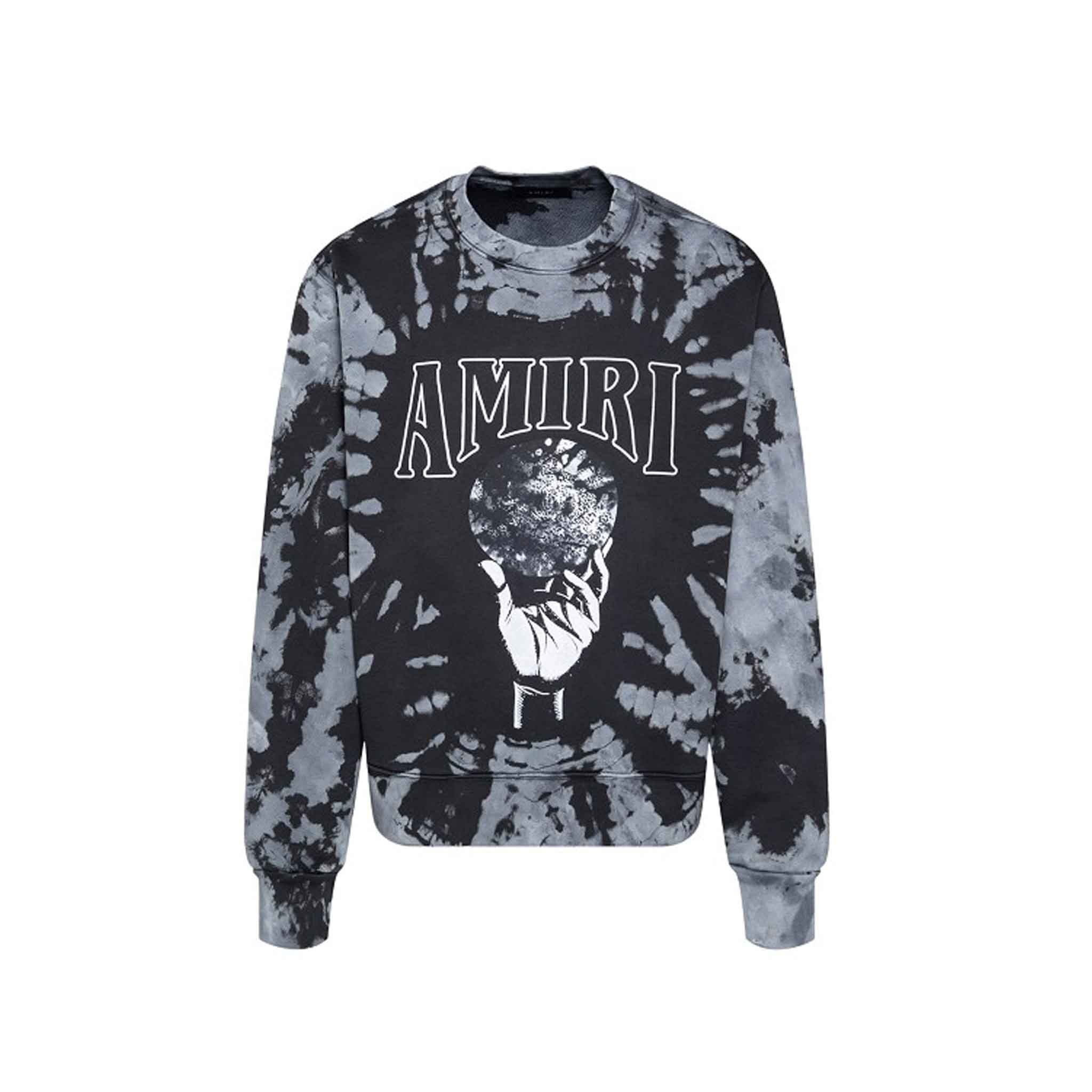 Amiri Crystal Ball Tie Dye Crewneck Sweat in Black DPUS Designer Outlet