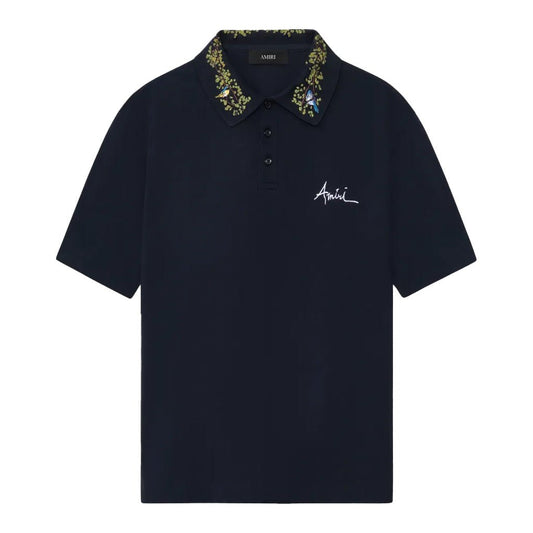 [Amiri] Floral Collar PoloT-ShirtsAmiriDPUS Designer OutletBlackXS[Amiri] Floral Collar Polo