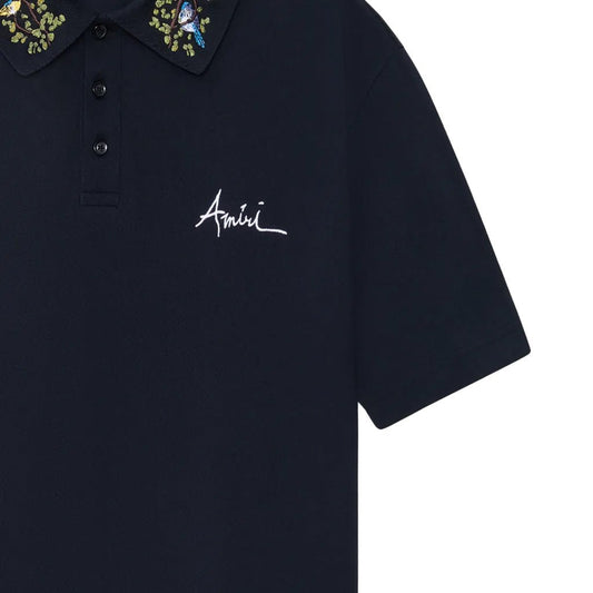 [Amiri] Floral Collar PoloT-ShirtsAmiriDPUS Designer OutletBlackXS[Amiri] Floral Collar Polo
