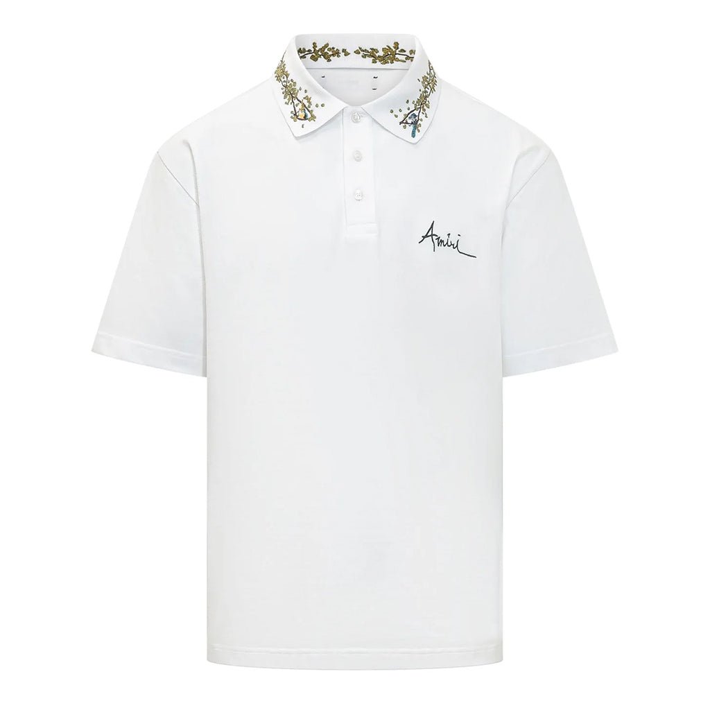[Amiri] Floral Collar PoloT-ShirtsAmiriDPUS Designer OutletWhiteXS[Amiri] Floral Collar Polo