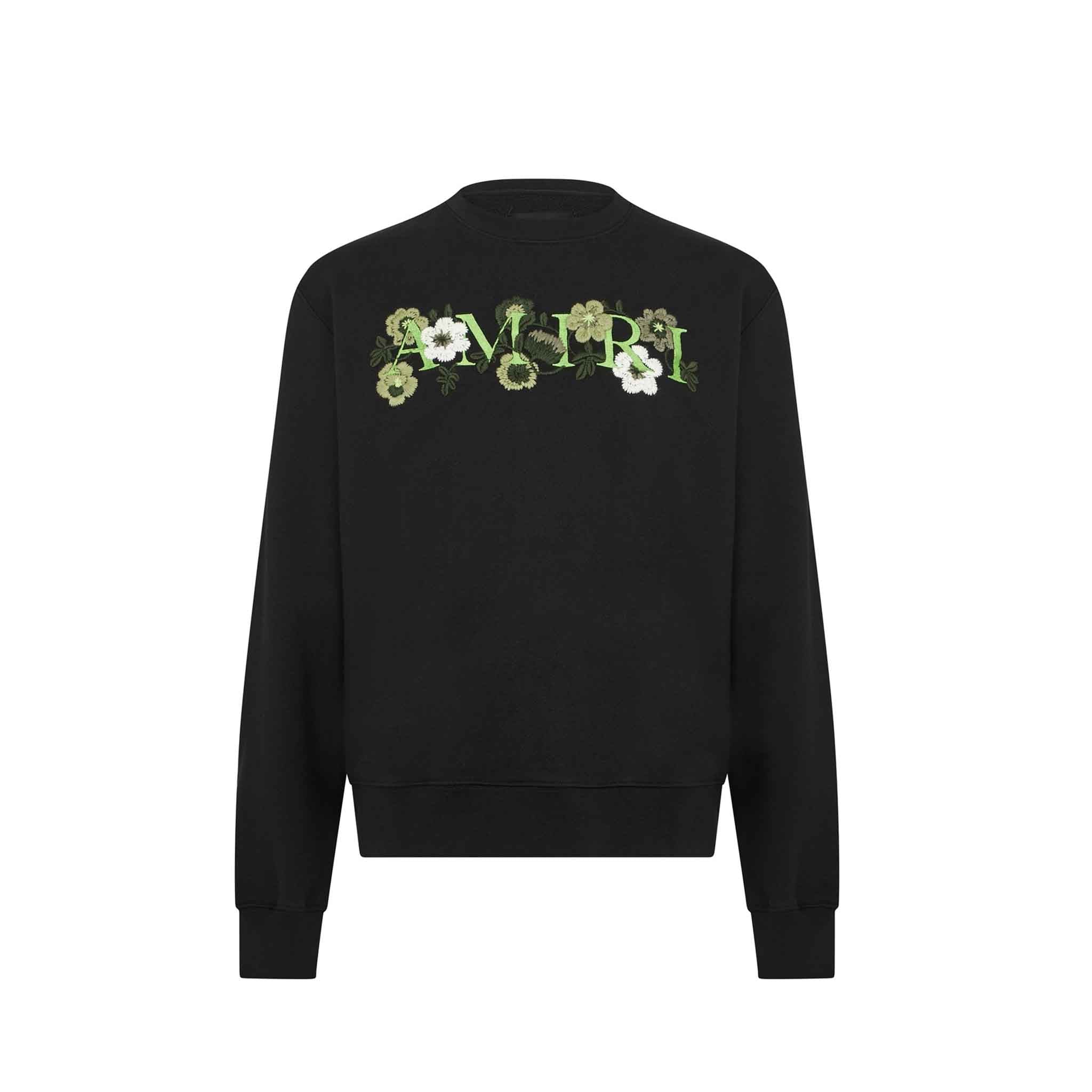 Amiri Flower Crewneck Sweat in BlackSweatshirtsAmiriDPUS191846358803LAmiri Flower Crewneck Sweat in Black