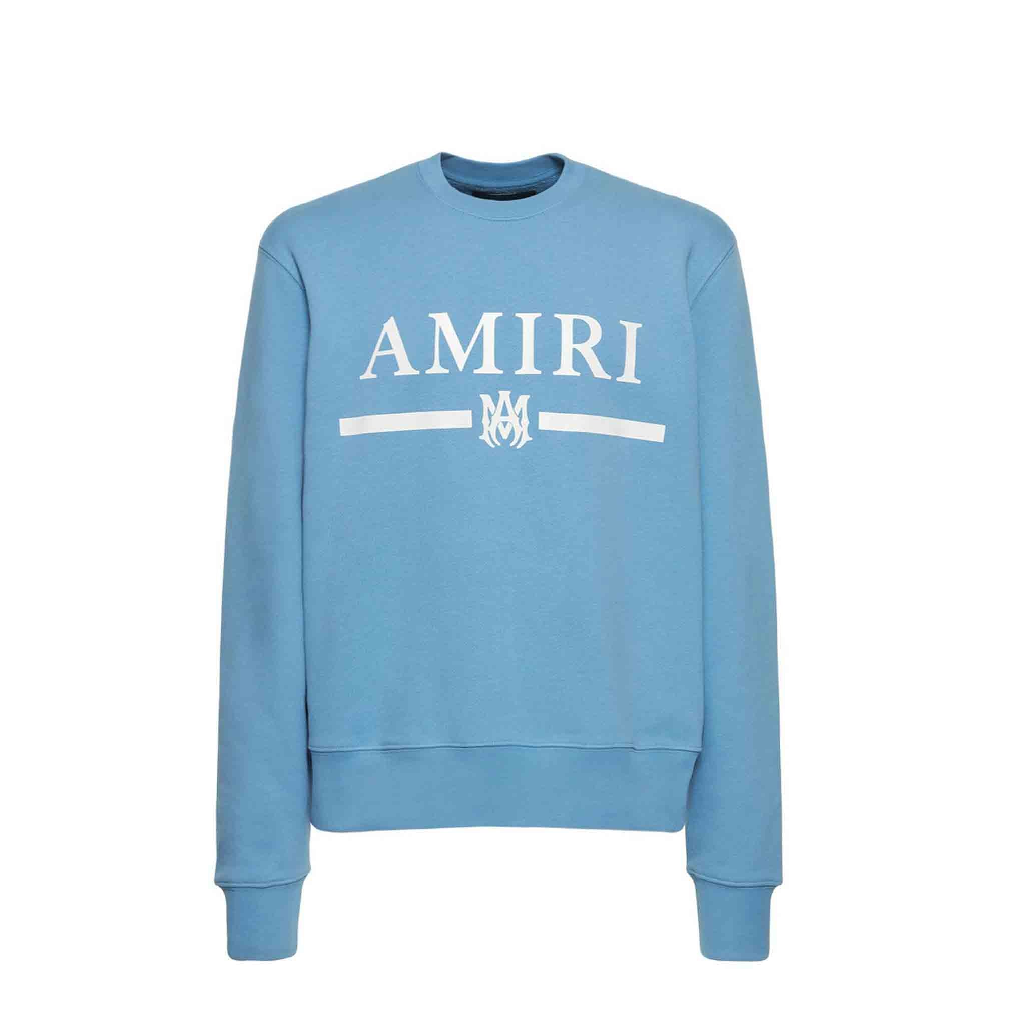 Amiri MA Bar Logo Crewneck Sweat in Carolina BlueHoodiesAmiriDPUSXSAmiri MA Bar Logo Crewneck Sweat in Carolina Blue