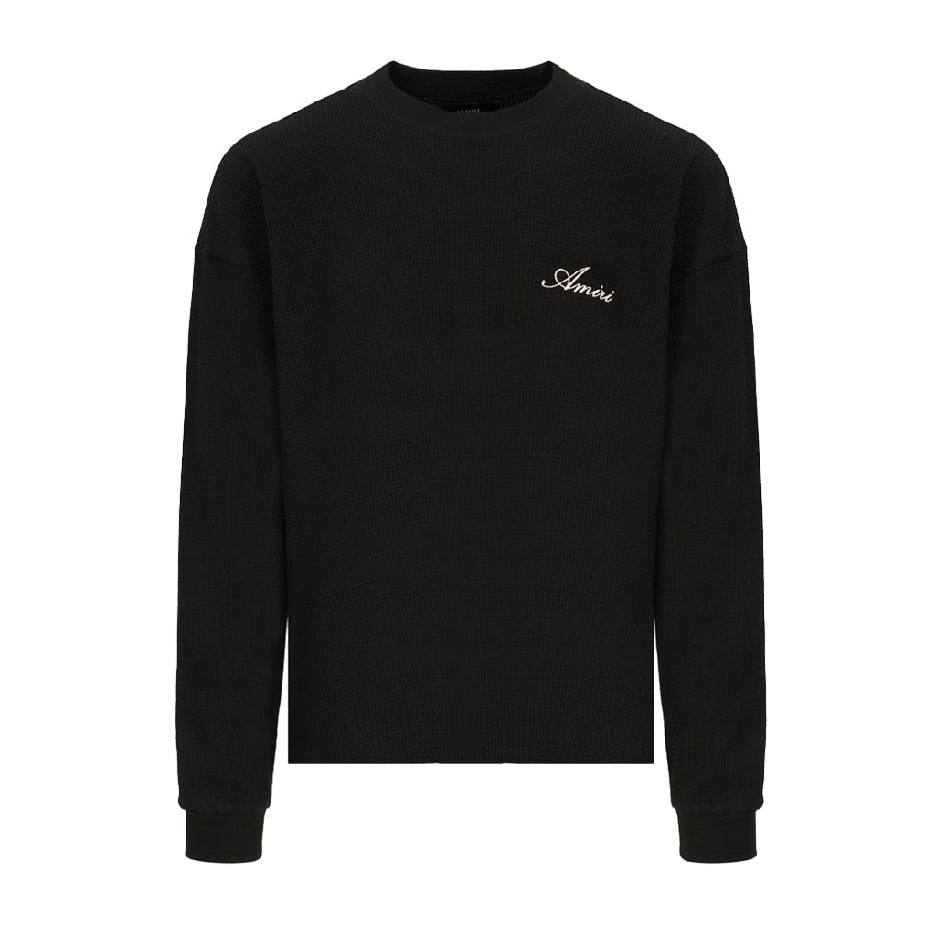 Amiri Smoking Wolf Oversized Waffle CrewneckSweatshirtsAmiriDPUS Designer OutletAM426JR064-0002-S197916216059BlackSAmiri Smoking Wolf Oversized Waffle Crewneck