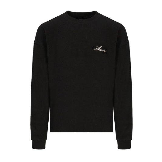 Amiri Smoking Wolf Oversized Waffle CrewneckSweatshirtsAmiriDPUS Designer OutletAM426JR064-0002-S197916216059BlackSAmiri Smoking Wolf Oversized Waffle Crewneck