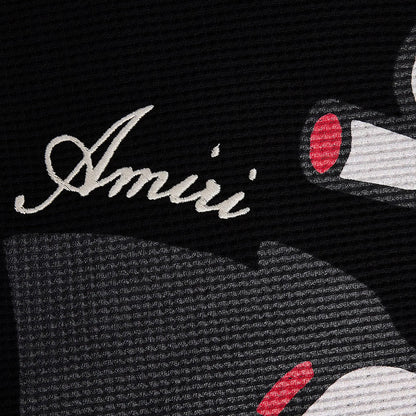 Amiri Smoking Wolf Oversized Waffle CrewneckSweatshirtsAmiriDPUS Designer OutletAM426JR064-0002-S197916216059BlackSAmiri Smoking Wolf Oversized Waffle Crewneck