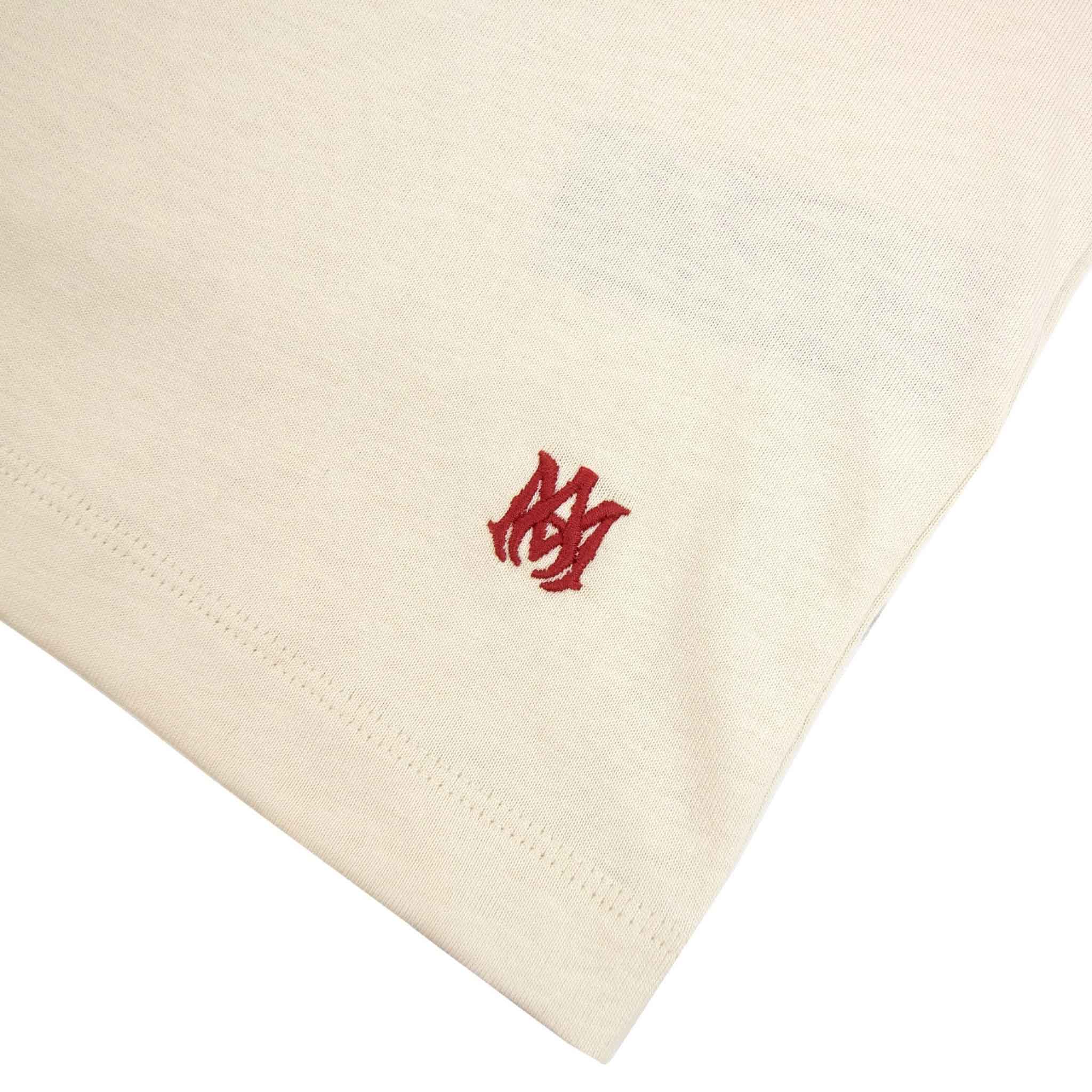 Amiri Staggered Logo T-Shirt in Birch