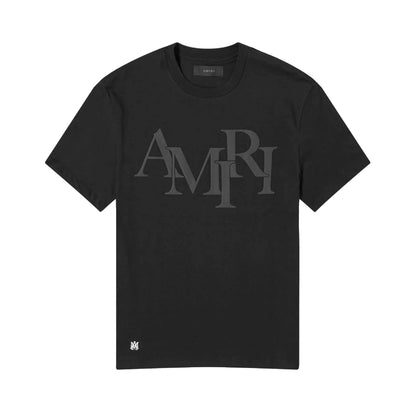 Amiri Staggered Logo T-Shirt in Black