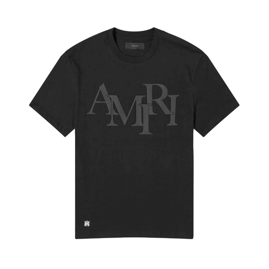 Amiri Staggered Logo T-Shirt in Black