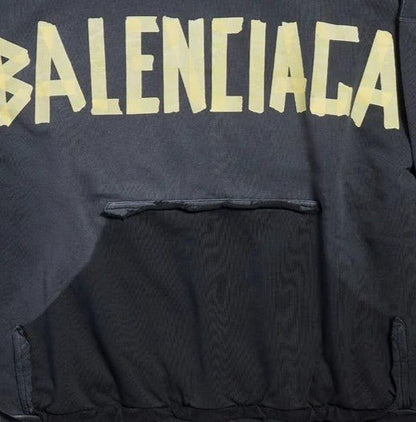 Balenciaga Tape Type Ripped Pocket Hoodie in BlackSweatshirts & HoodiesBalenciagaDPUS Designer Outlet81289417971Balenciaga Tape Type Ripped Pocket Hoodie in Black