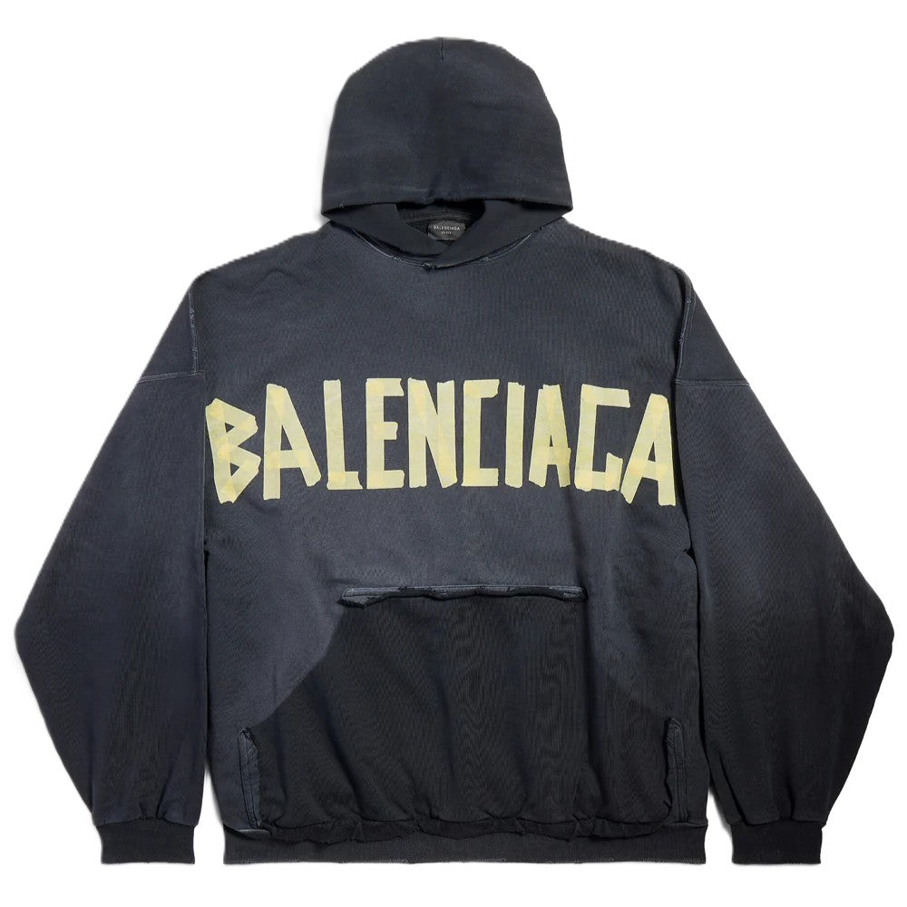 Balenciaga Tape Type Ripped Pocket Hoodie in Black