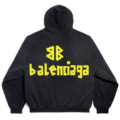 Balenciaga Tape Type Ripped Pocket Hoodie in Black