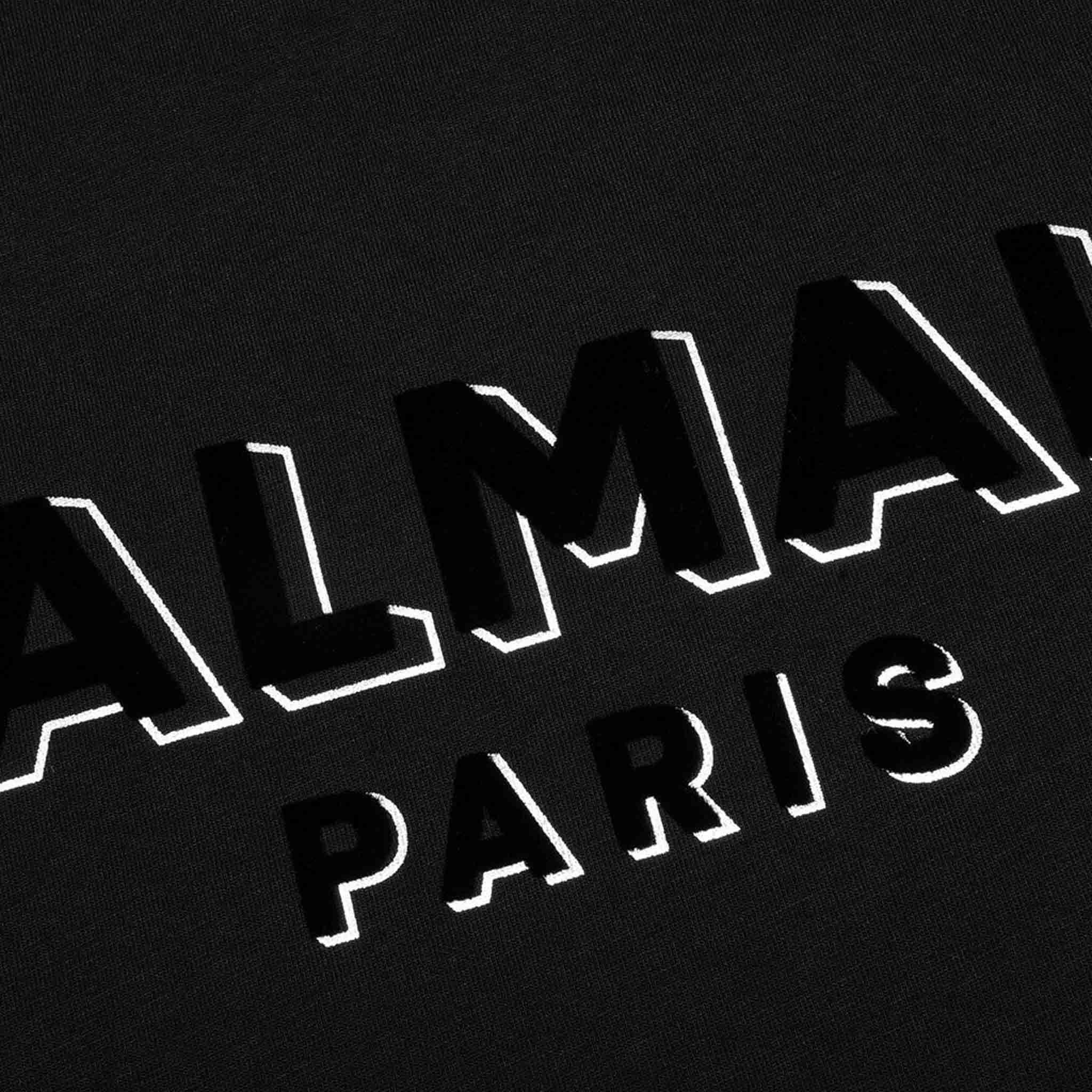 Balmain Flocked and Foil Logo T-Shirt in Black