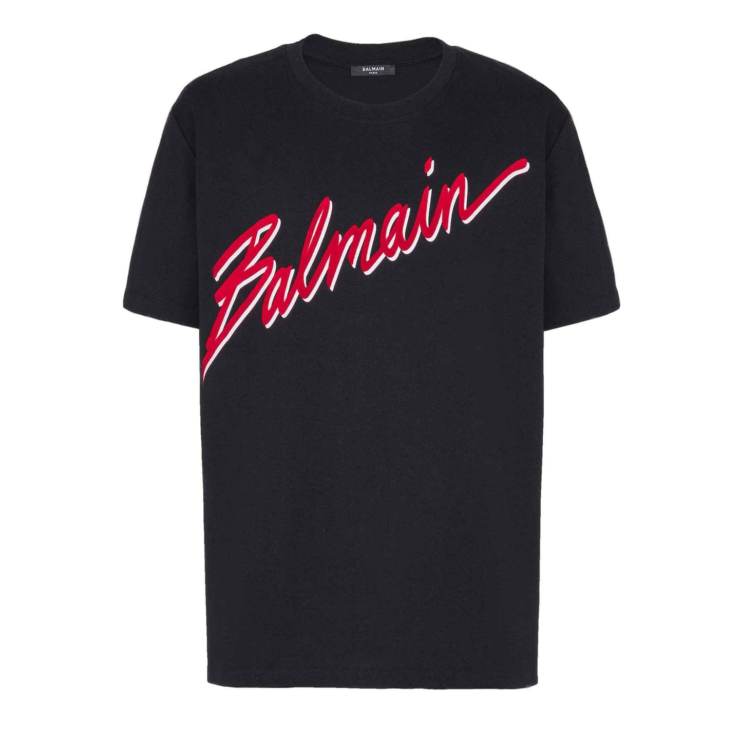 Balmain Flocked Logo T-Shirt in Black