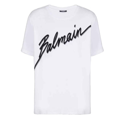 Balmain Flocked Logo T-Shirt in White