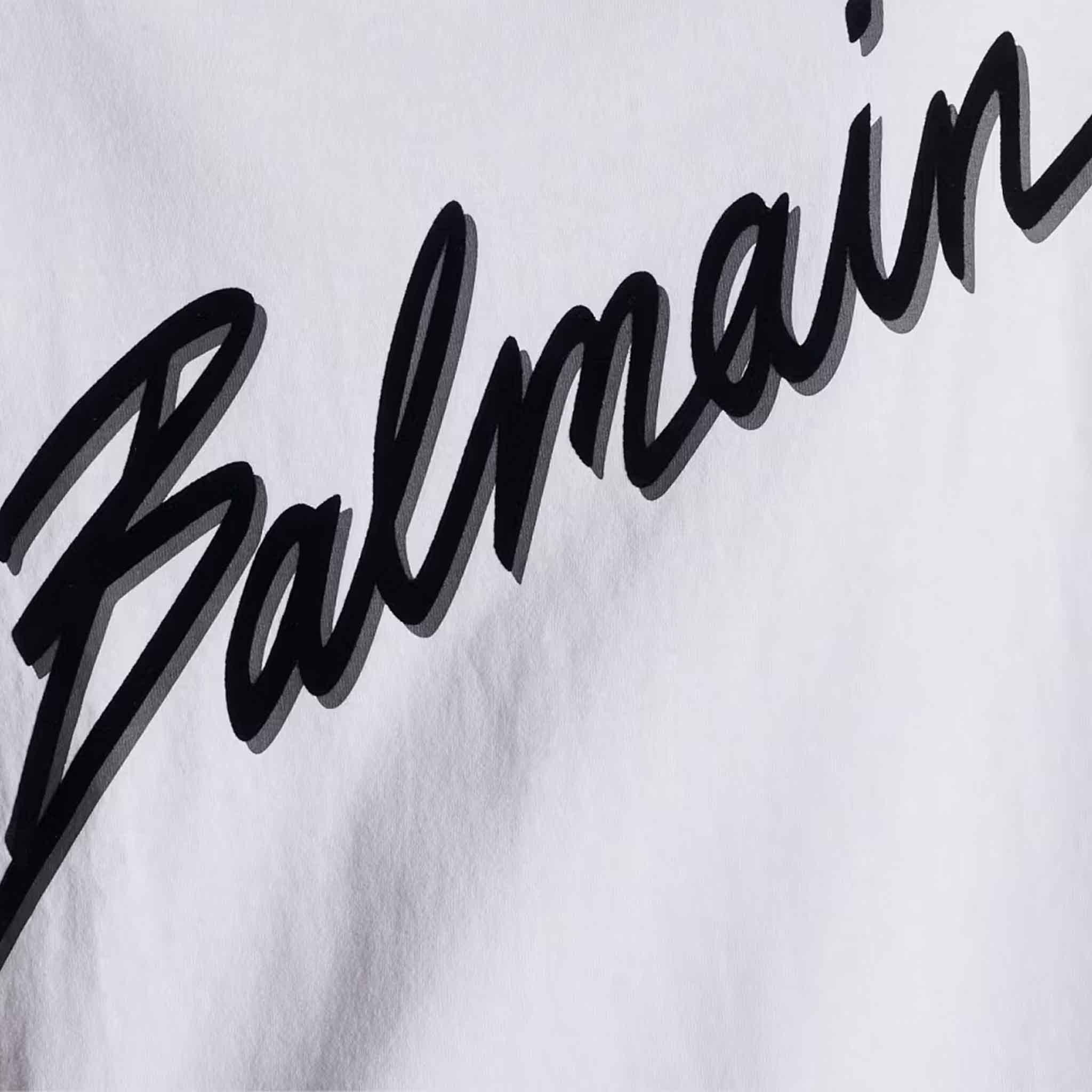 Balmain Flocked Logo T-Shirt in White