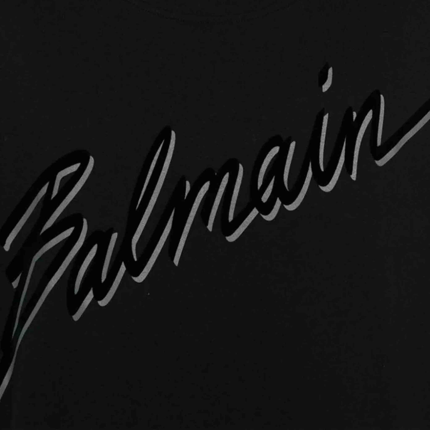 Balmain Flocked Tonal Logo T-Shirt in Black