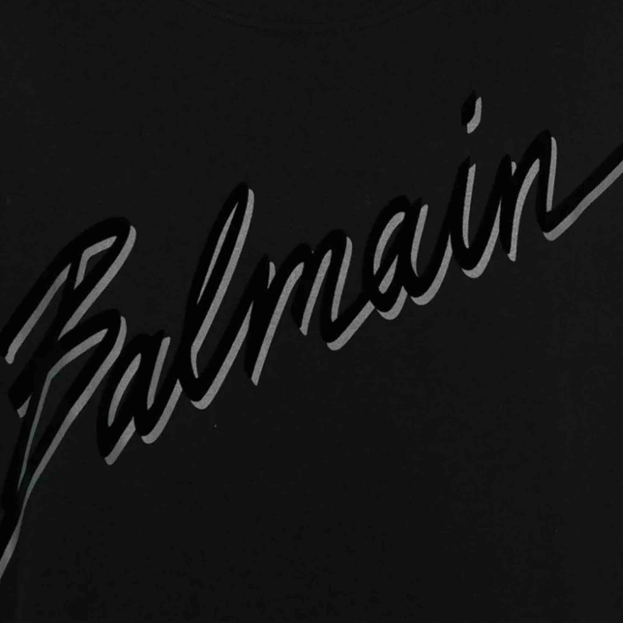 Balmain Flocked Tonal Logo T-Shirt in Black