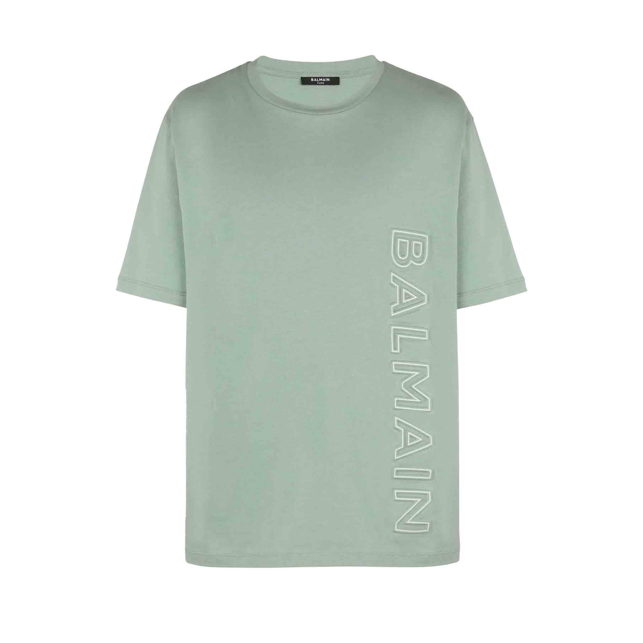 Balmain Logo Embossed T-Shirt in GreenT-ShirtsBalmainDPUSSBalmain Logo Embossed T-Shirt in Green